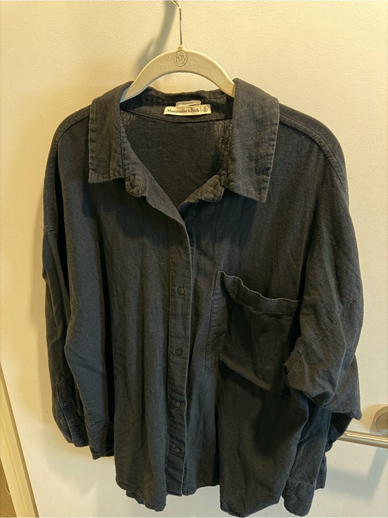 Abercrombie & Fitch Tops - Abercrombie & Fitch Women’s Black Linen Blend Oversized Button Down Shirt XL